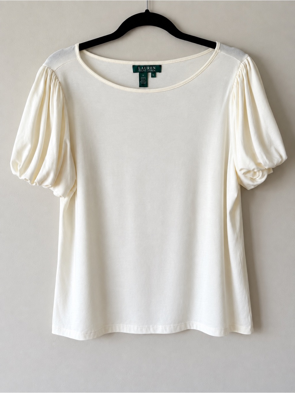 Lauren Ralph Lauren Cream Puff-Sleeve Top – XL